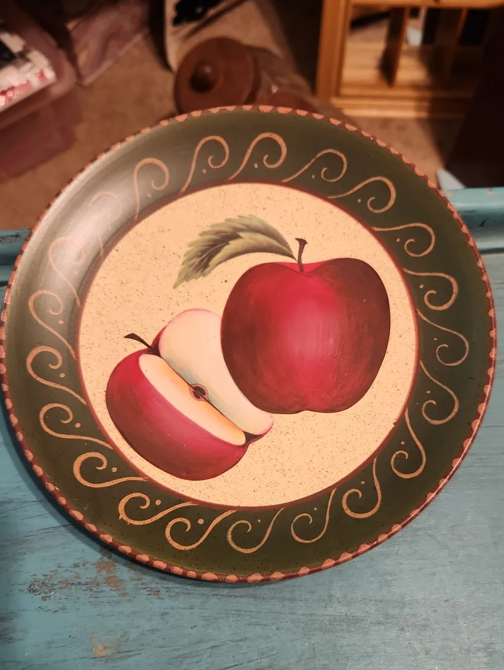 Vintage HOME Interiors Hand-Painted Red Apple Decorative Plate